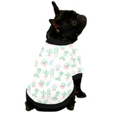Pastel color cactus pattern All Over Print Pet Dog Round Neck Fuzzy Shirt
