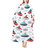 Cute color paper sailboat pattern Blanket Robe with Sleeves