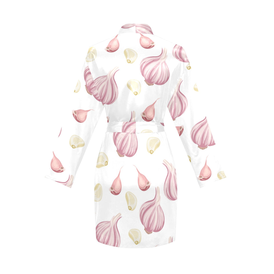 Garlic pattern Women's Long Sleeve Belted Night Robe