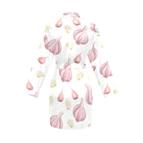 Garlic pattern Women's Long Sleeve Belted Night Robe