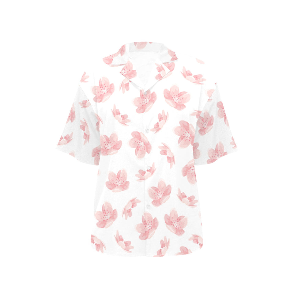 Pink sakura cherry blossom pattern Women's All Over Print Hawaiian Shirt