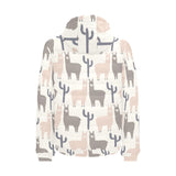 Llama Alpaca pattern Men's Padded Hooded Jacket