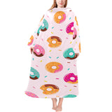 Donut pattern glaze pink background Blanket Robe with Sleeves