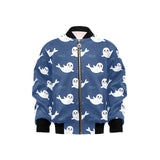Cute white baby sea lion seal pattern Kids' Boys' Girls' Bomber Jacket