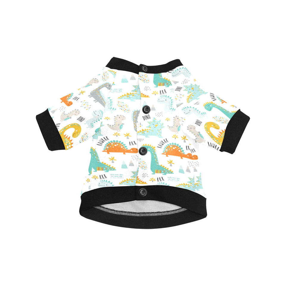 Cute funny kids dinosaurs pattern All Over Print Pet Dog Round Neck Fuzzy Shirt