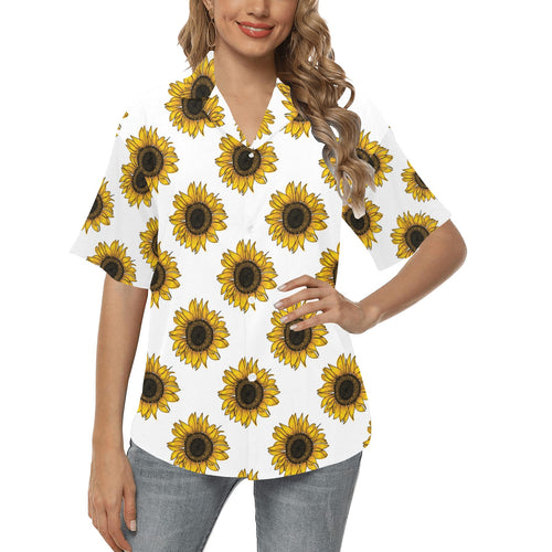sunflowers design pattern Women's All Over Print Hawaiian Shirt