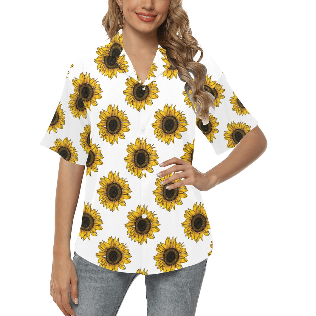 sunflowers design pattern Women's All Over Print Hawaiian Shirt