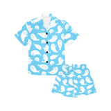 Cute white sea lion seals pattern Kids' Boys' Girls' V-Neck Short Pajama Set