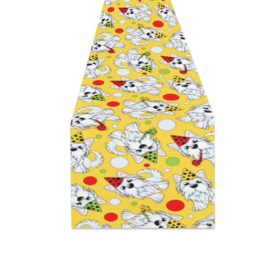 Yorkshire Terrier Pattern Print Design 05 Table Runner