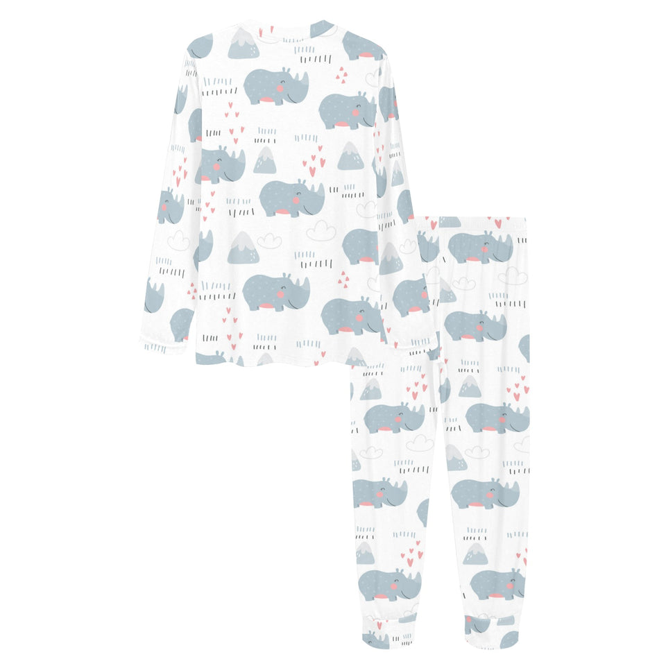 cute rhino heart pattern Women's All Over Print Pajama Set