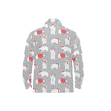 Cute polar bear christmas snow pattern Men's Long Sleeve Polo Shirt