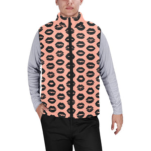 Lips Pattern Print Design 02 Men's Padded Vest