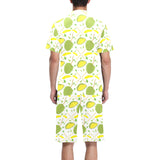 Durian pattern background Men's V-Neck Short Pajama Set
