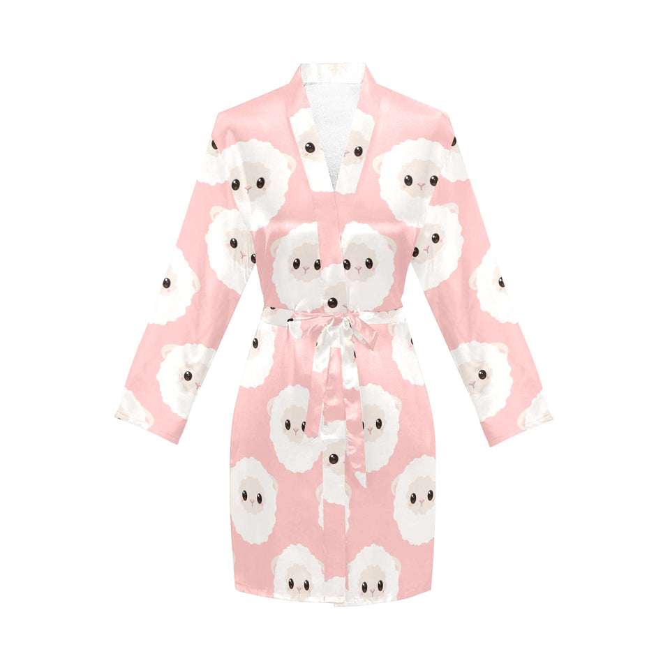 Cute sheep pattern Women's Long Sleeve Belted Night Robe