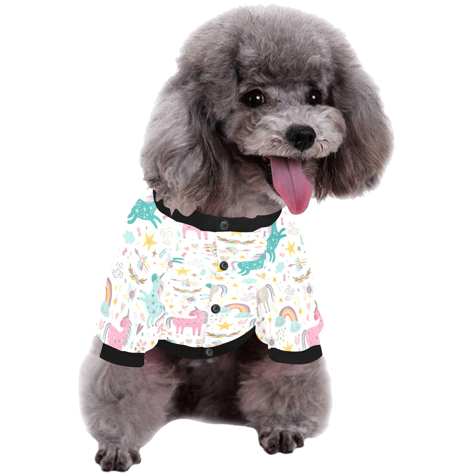 Colorful unicorn pattern All Over Print Pet Dog Round Neck Fuzzy Shirt
