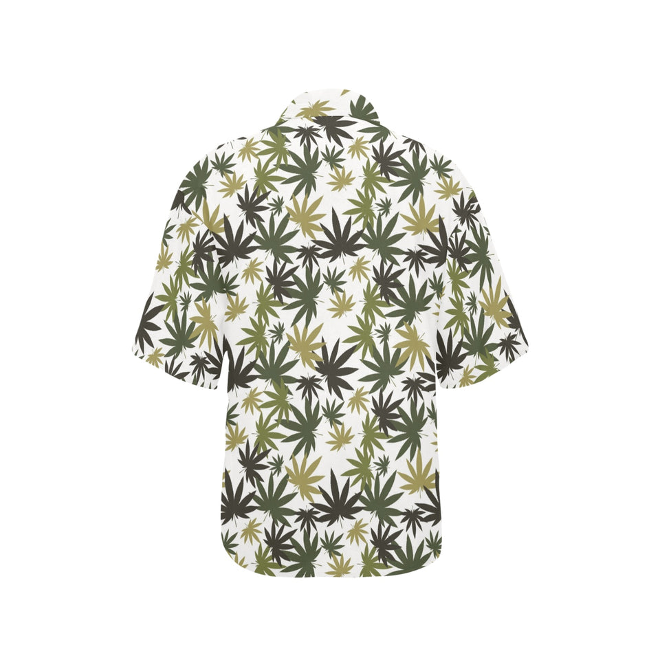 Canabis Marijuana Weed Pattern Print Design 05 Women's All Over Print Hawaiian Shirt