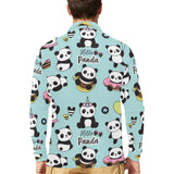 Cute baby panda pattern Men's Long Sleeve Polo Shirt