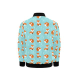 Fox pattern blue b ackground Kids' Boys' Girls' Bomber Jacket