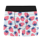 Strawberry pattern blue lines background Men's All Over Print Boxer Briefs Men's Underwear
