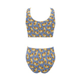 Guinea Pig Pattern Print Design 02 Chest Bowknot High Waisted Bikini Swimsuit