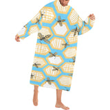 Bee honeycomb pattern Blanket Robe with Sleeves