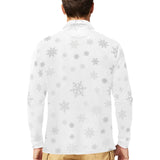 Snowflake pattern white background Men's Long Sleeve Polo Shirt