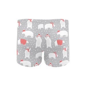 Cute polar bear christmas snow pattern Men's Swimming Trunks