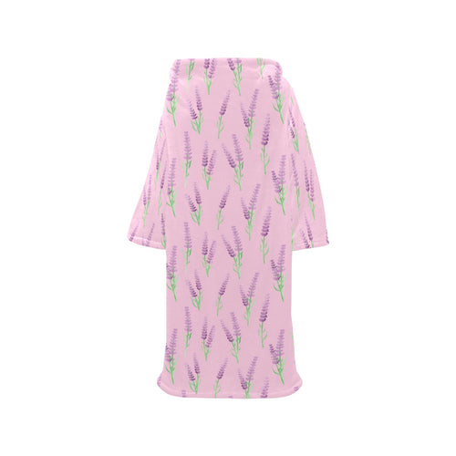 Lavender pattern pink background Blanket Robe with Sleeves