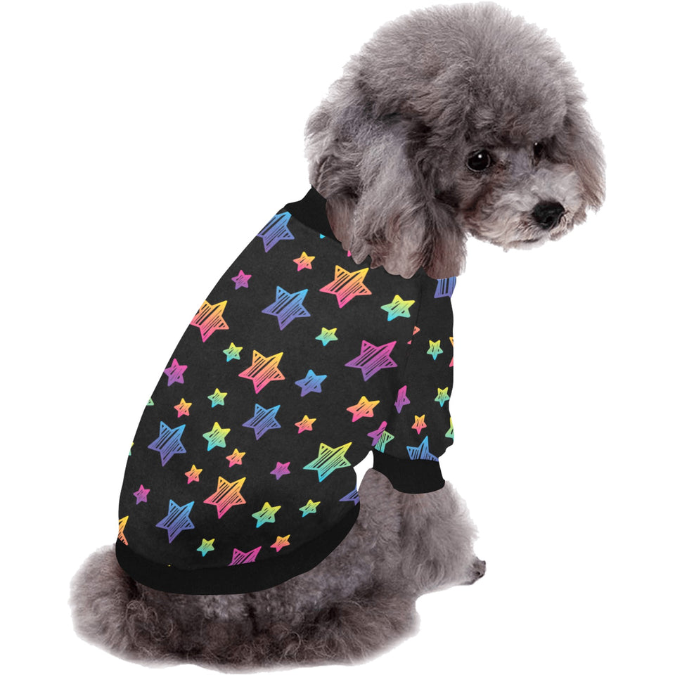 Colorful star pattern All Over Print Pet Dog Round Neck Fuzzy Shirt