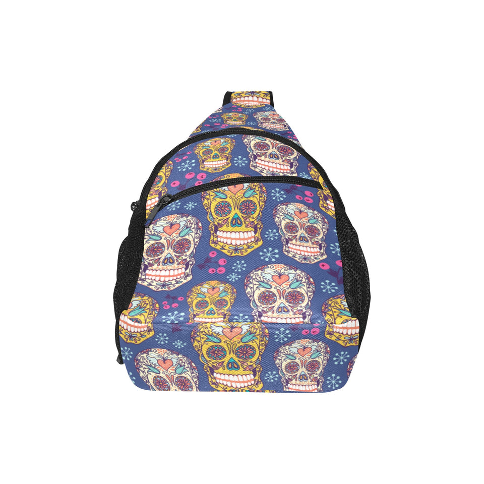 Sugar skull flower pattern All Over Print Chest Bag