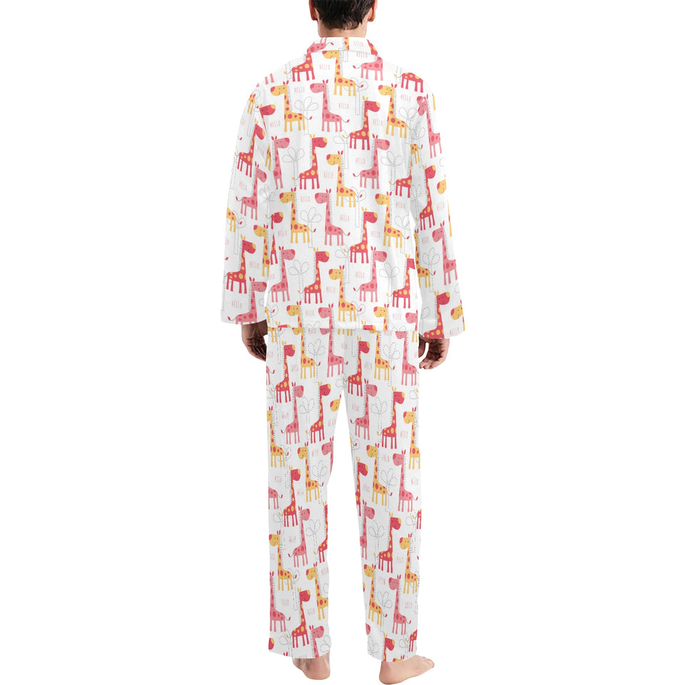 Giraffe Pattern Print Design 03 Men's Long Pajama Set