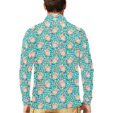 Pig Pattern Print Design 01 Men's Long Sleeve Polo Shirt