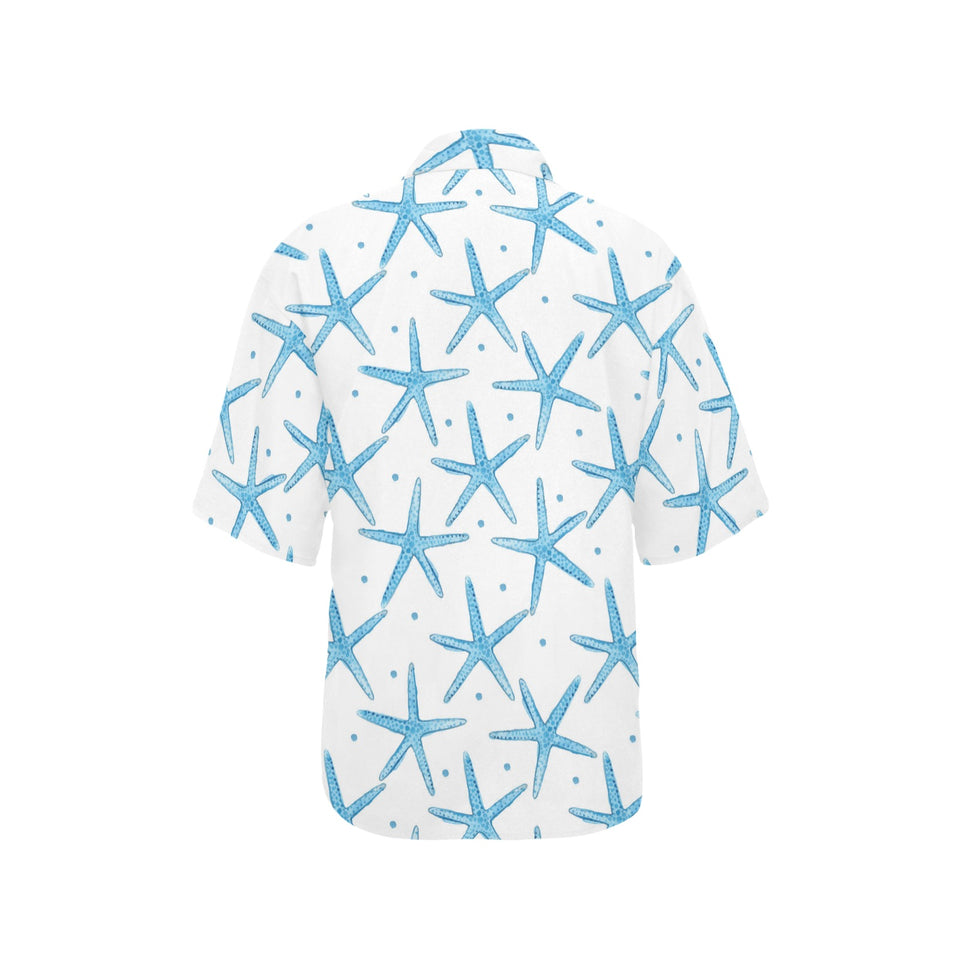 Watercolor starfish pattern Women's All Over Print Hawaiian Shirt