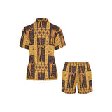 Egypt Hieroglyphics Pattern Print Design 05 Women's V-Neck Short Pajama Set