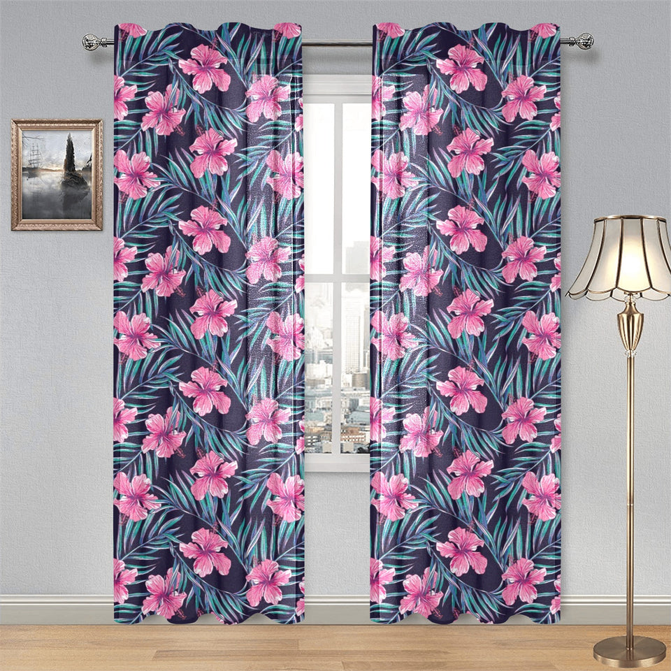 Hibiscus Pattern Print Design 05 Gauze Curtain