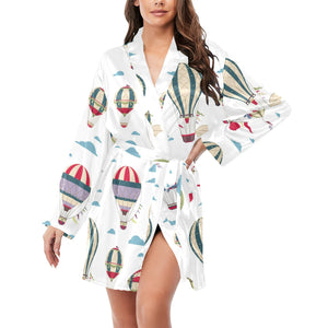 Hot air balloon pattern Women's Long Sleeve Belted Night Robe