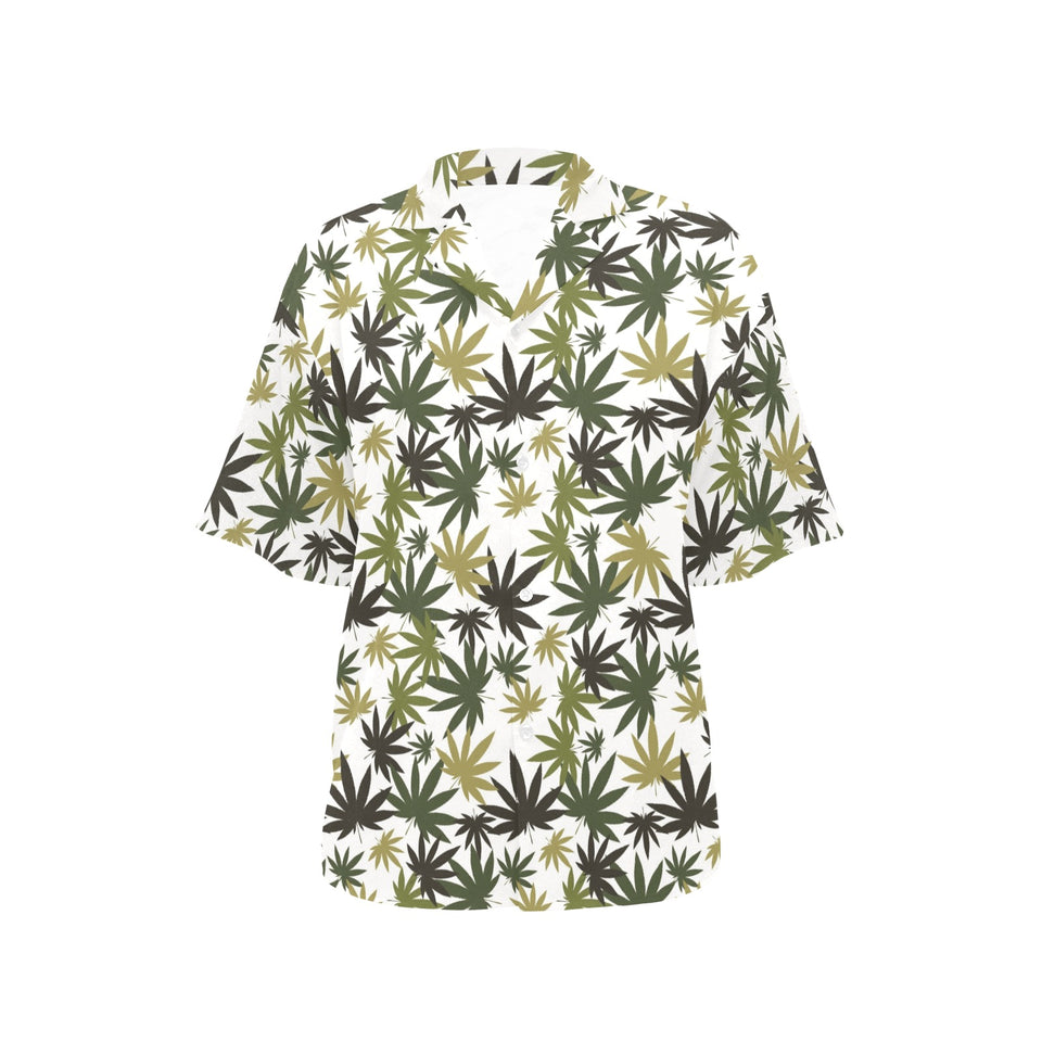 Canabis Marijuana Weed Pattern Print Design 05 Women's All Over Print Hawaiian Shirt
