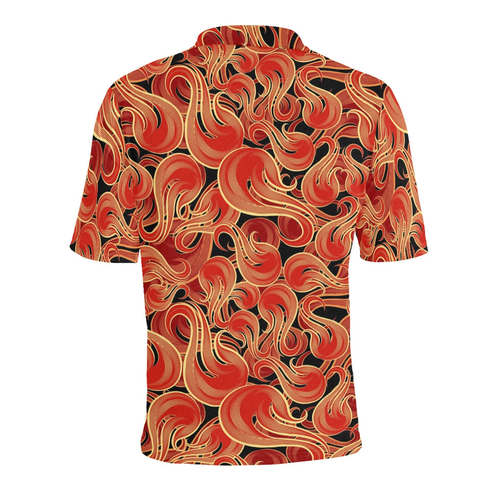 Fire flame pattern Men's All Over Print Polo Shirt