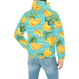 Banana Palm Leaves pattern background Men's Padded Hooded Jacket