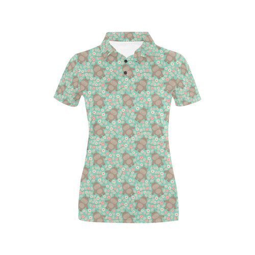 Hippopotamus Pattern Print Design 02 Women's All Over Print Polo Shirt