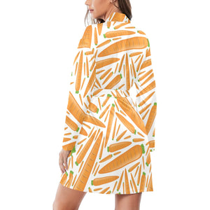 Carrot Pattern Print Design 02 Women's Long Sleeve Belted Night Robe