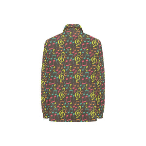 Music Notes Pattern Print Design 05 Women's Long Sleeve Polo Shirt