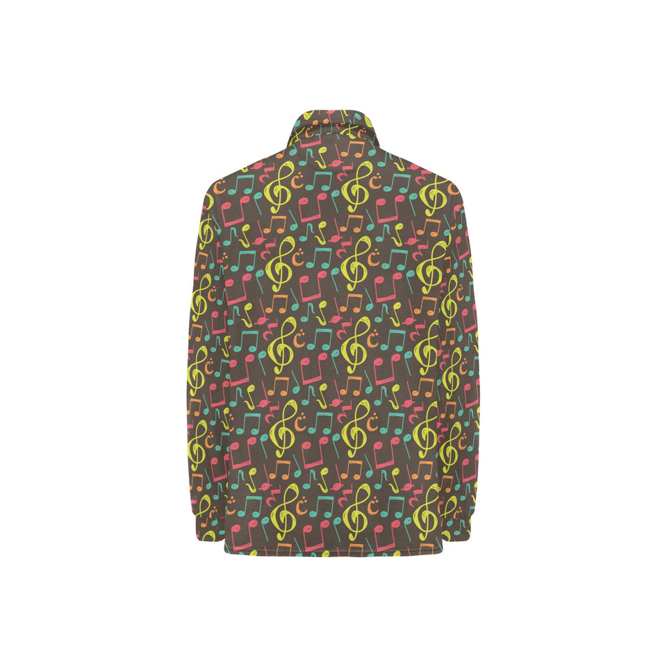 Music Notes Pattern Print Design 05 Women's Long Sleeve Polo Shirt