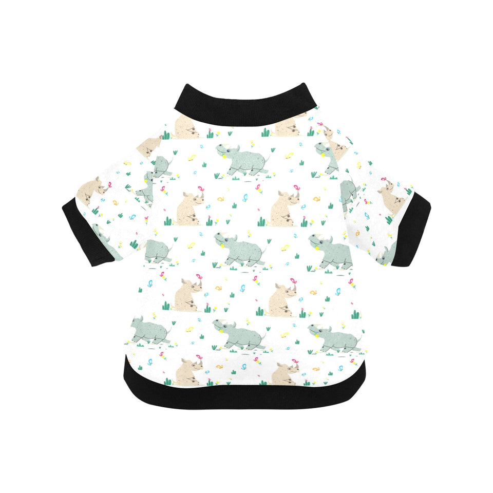 Cute Rhino pattern All Over Print Pet Dog Round Neck Fuzzy Shirt