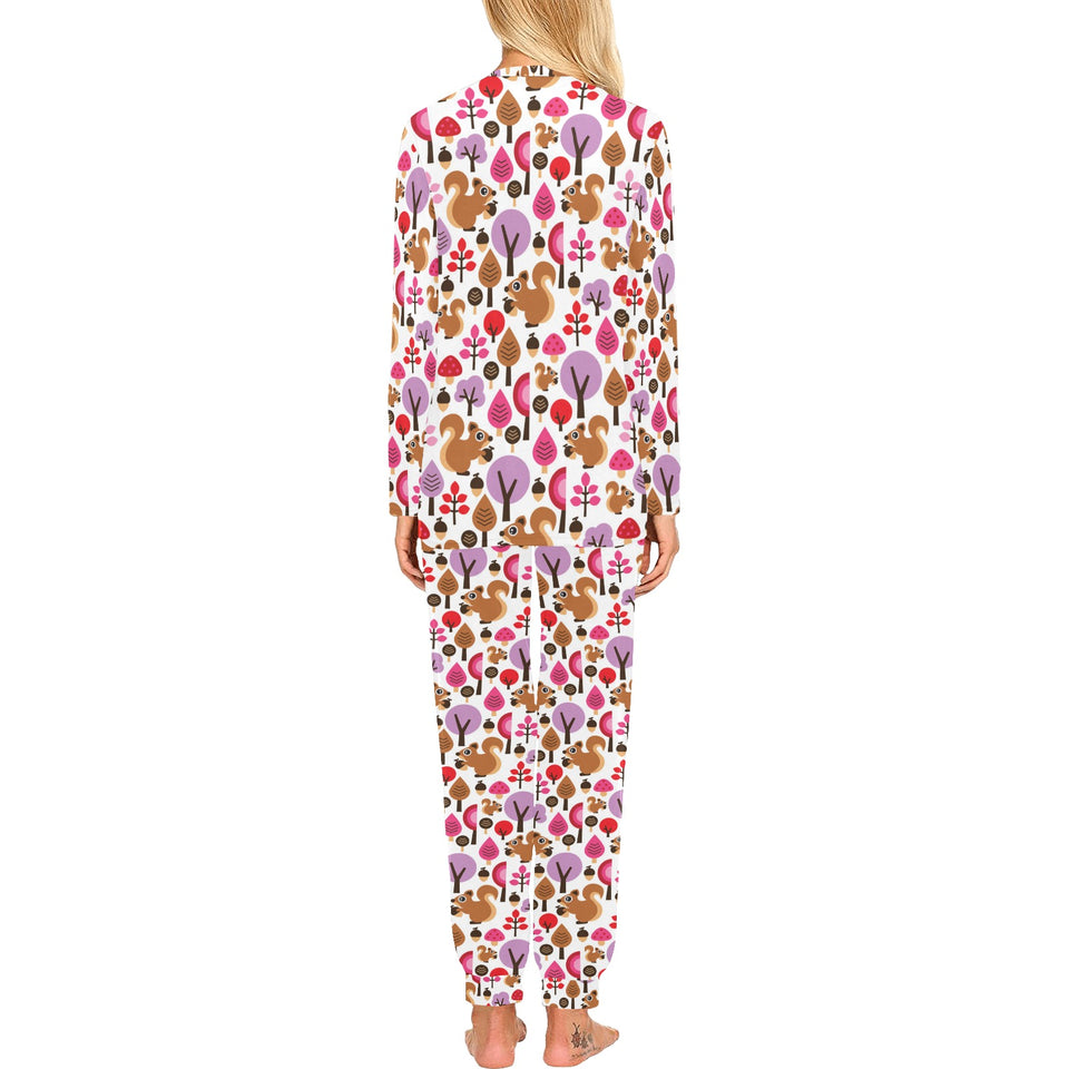 Squirrel Pattern Print Design 02 Women's All Over Print Pajama Set