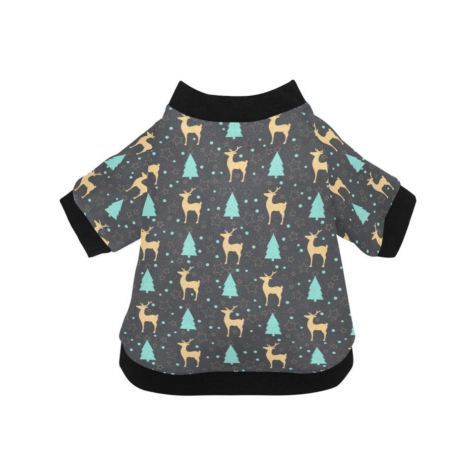 Deers star tree pattern All Over Print Pet Dog Round Neck Fuzzy Shirt