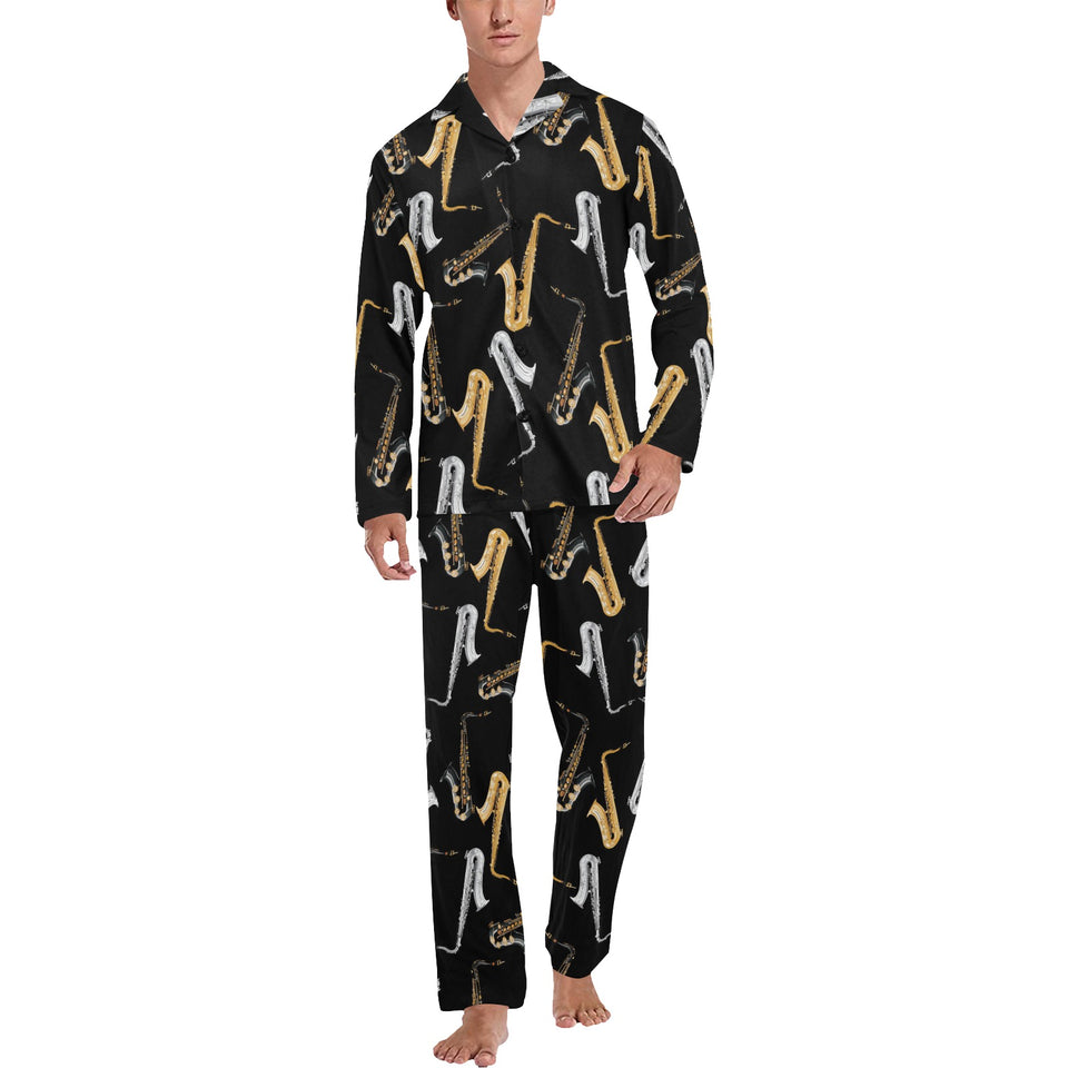 saxophone design pattern Men's Long Pajama Set