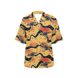 Kangaroo Australian aboriginal art pattern Women's All Over Print Hawaiian Shirt