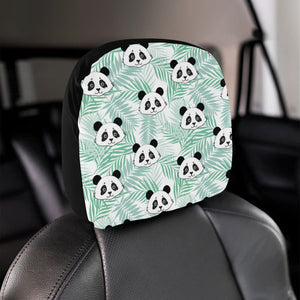 Panda pattern tropical leaves background Car Headrest Cover