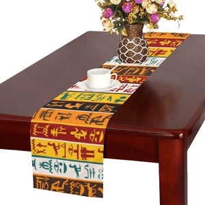 Egypt Hieroglyphics Pattern Print Design 01 Table Runner